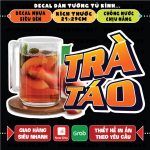 Decal TRÀ TÁO dán trang trí tường CHỮ 3D, chống nước không bay màu,dán tủ,dán kính,xe đẩy-cắt bế sẵn khổ a4
