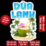 Decal NƯỚC DỪA LẠNH trang trí quán nước, dán tường,LỘT KO ĐỂ LẠI KEO, dántủ kính, chống nước- A4 cắt sẵn chỉ cần lột dán - Ảnh 3