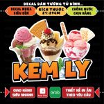 Decal KEM LY poster trang trí quán nước, dán tường, tủ kính, xe đẩy, chống nước, đã cắt bế sẵn khổ A4 Decor Đồng