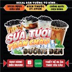 Decal SỮA TƯƠI TRÂN CHÂU ĐƯỜNG ĐEN trang trí quán nước, dán tường, tủ kiếng, xe đẩy, chống nước, đã cắt bế sẵn khổ A4