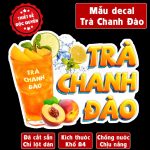 Poster decal TRÀ CHANH ĐÀO trang trí quán nước, dán tường, tủ kính,cao cấp chống nước- A4 cắt sẵn chỉ cần lột dán