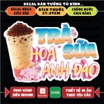 Decal TRÀ sưɑ~  HOA ANH ĐÀO dán trang trí tường,chống nước,chống nắng ,decal dán tủ, dán kính,xe đẩy,laptop...-cắt bế sẵn