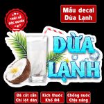Decal NƯỚC DỪA LẠNH trang trí quán nước, dán tường,LỘT KO ĐỂ LẠI KEO, dántủ kính, chống nước- A4 cắt sẵn chỉ cần lột dán - Ảnh 2