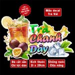 Decal TRÀ CHANH DÂY trang trí quán nước, dán tường, tủ kiếng chống nước, đã cắt bế sẵn khổ A4
