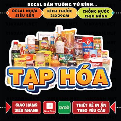 Decal miếng dán TẠP HÓA trang trí quán nước, dán tường, tủ kiếng, chống nước, đã cắt bế sẵn khổ 21X29CM Decor Đồng