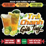 Decal TRÀ CHANH GIÃ TAY trang trí quán nước, dán tường, tủ kiếng, chống nước, đã cắt bế sẵn khổ 21X29CM Decor