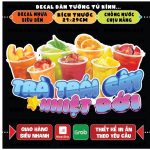 Decal TRÀ TRÁI CÂY NHIỆT ĐỚI trang trí quán nước, dán tường, tủ kiếng chống nước, đã cắt bế sẵn khổ A4