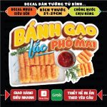 Decal BÁNH GẠO LẮC PHÔ MAI trang trí quán nước, dán tường, tủ kiếng, chống nước, đã cắt bế sẵn khổ 21X29CM
