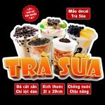 Decal trà sữa trang trí quán hình ly TRÀ SỮA, sinh tố, cà phê, rau má, trà dâu,Sticker, Decal dán tường, tủ, kính... Decor Đồng