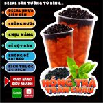 Decal HỒNG TRÀ TRÂN CHÂU poster trang trí quán nước, dán tường, tủ kính, xe đẩy, chống nước, đã cắt bế sẵn khổ A4
