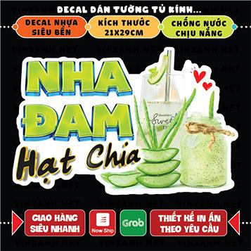 Decal NHA ĐAM HẠT CHIA trang trí quán nước, dán tường, tủ kiếng, chống nước, đã cắt bế sẵn khổ 21X29CM