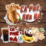 Decal trang trí quán nước xe đẩy hình CÀ PHÊ ĐÁ, Sticker, dán tường, tủ, kính,in theo yêu cầu Decor Đồng - Ảnh 2