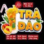 Decal TRÀ ĐÀO trang trí quán hình ly trà dâu, sinh tố, cà phê, rau má, trà sữa,Sticker, Decal dán tường, tủ, kính...